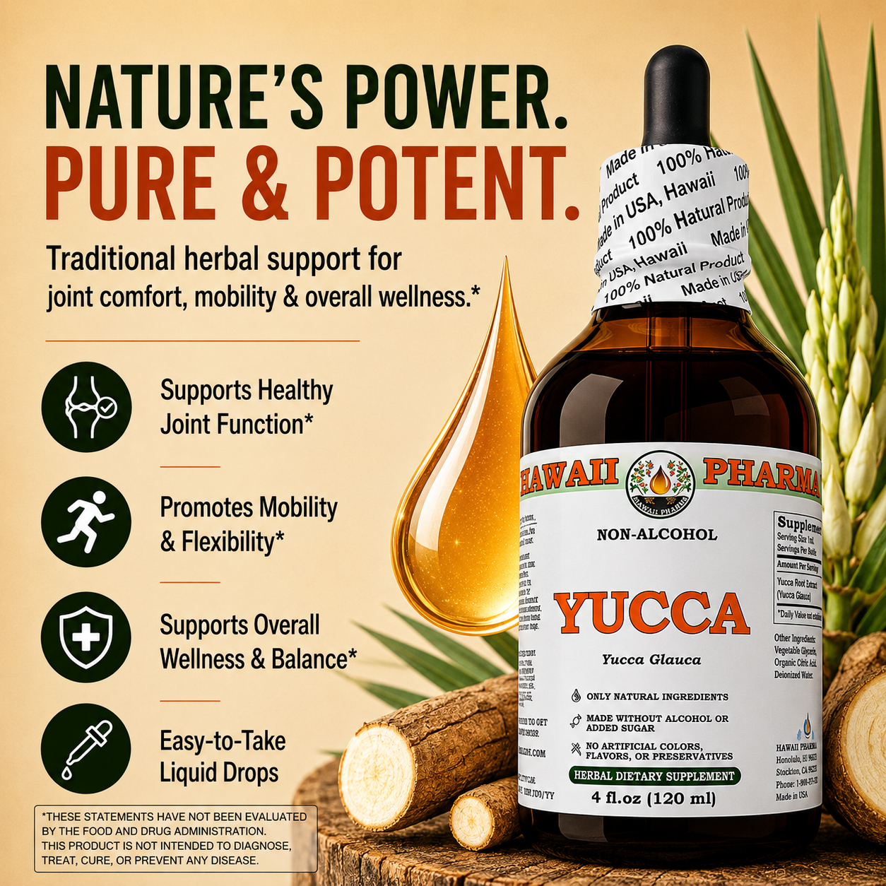 Yucca Extract Yucca Root Glycerite | Alcohol-Free Liquid Extract | Hawaii Pharm ...