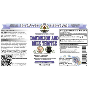 Dandelion And Milk Thistle, Veterinary Alcohol-FREE Extract